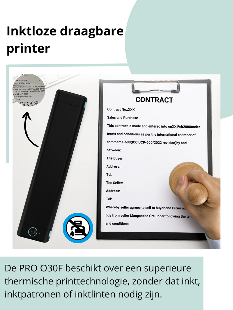 ONEIRO PRO O30F Draagbare Bluetooth Printer Zilver - Oneiro Goods