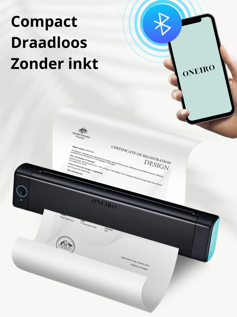 ONEIRO PRO O30F Draagbare Bluetooth Printer Zwart - Oneiro Goods